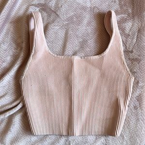 Aritzia Sculpt Knit Squareneck Cropped Tank - pink